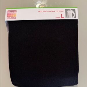 NWT Uniqlo HEATTECH Crew Neck Long-Sleeve T-Shirt - Black - L - Thermal